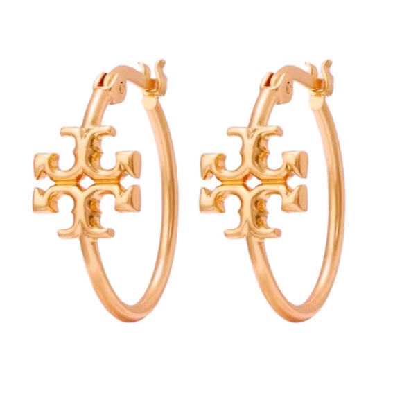 TORY BURCH • Rose Gold Small Eleanor Hoop Earrings - Picture 1 of 3